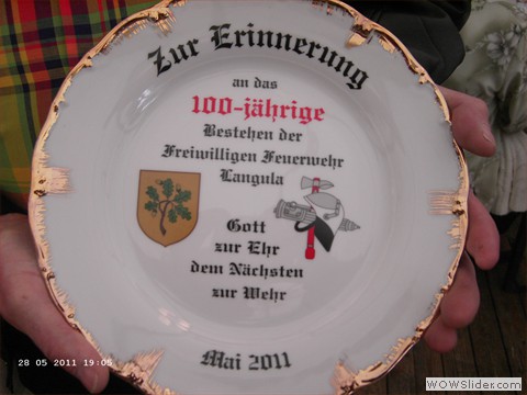 Teller 100 Jahre FW Langula